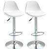 Easycomfort Set 2 Sgabelli da Bar Girevoli con Schienale, Poggiapiedi e Altezza Regolabile, 38x42x82-104cm, Bianco