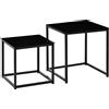 EasyComfort Set 2 Tavolini da Salotto Quadrati Moderni, in Acciaio e Vetro Temperato, Nero