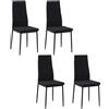 Easycomfort Set 4 Sedie Imbottite per Soggiorno o Sala da Pranzo, Sedie da Cucina Moderne, in Metallo e Tessuto Nero