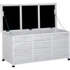 Easycomfort Panca Contenitore in Legno di Abete, Cassapanca da Esterno con Piedini Antiscivolo 127x56x60cm, Bianco