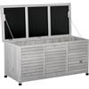 Easycomfort Panca Contenitore in Legno di Abete, Cassapanca da Esterno con Piedini Antiscivolo 127x56x60cm, Grigio