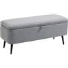EasyComfort Panca Contenitore in Tessuto Effetto Velluto, per Camera, Soggiorno e Ingresso, 101x38.5x44.5 cm, Grigio