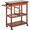 EasyComfort Carrello Portata da Cucina in Legno con Portabottiglie, Cestello, 2 Ripiani, 2 Cassetti, Legno di Pino, Resistente, Agevole, Versatile, 84.5x37.2x85cm