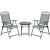 EasyComfort Set da Giardino 3 Pezzi con 2 Sedie 53.5x64x93 cm e Tavolino da Caffè Ø45x50 cm, in Metallo, Grigio Chiaro