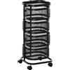 Easycomfort Carrello Portavivande con 4 Cestelli, Piano d'Appoggio e Ruote, in Acciaio e PP, 33x33x77 cm