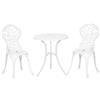 Easycomfort Set da Giardino 3 Pezzi in Alluminio Bianco, 2 Sedie da Esterno 45x42x85.5 cm e Tavolino Rotondo Ø61x66.5 cm