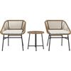 EasyComfort Set da Giardino 3 Pezzi in Rattan PE e Acciaio con 2 Sedie con Cuscini e Tavolino Rotondo, Multicolore