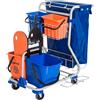 Easycomfort Carrello Pulizie Professionale con 4 Secchi 18l/6l, Sacco Spazzatura Impermeabile, Blu e Arancione, 93x80x97cm