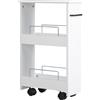 Easycomfort Carrello Salvaspazio Multiuso in Legno MDF e Ruote, 42.5x20.3x66.7cm, Bianco