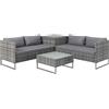 EasyComfort Set da Giardino 4 Pezzi con 2 Divani 2 Posti, Tavolino da Caffè e Tavolino Alto, in Acciaio e Rattan