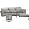 EasyComfort Set da Giardino in Rattan PE Stile Boho, Divano 2 Posti con Chaise Longue e Tavolino, Grigio Chiaro