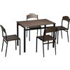 EasyComfort Set da Pranzo da 5 Pezzi con 1 Tavolo Rettangolare 100x63x76.5 cm e 4 Sedie 45x40x82 cm, in Acciaio e MDF