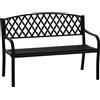 Easycomfort Panchina da Esterno 2 Posti con Braccioli in Acciaio e Ghisa, 128x58.5x89cm, Nero