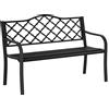 Easycomfort Panchina da Esterno 2 Posti in Acciaio e Ghisa con Braccioli e Schienale Decorato, 128x58.5x89cm, Nero