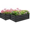 EasyComfort Set di 2 Letti per Orto Rialzato con Fondo Aperto in Acciaio Galvanizzato, 100x60x30cm, Grigio