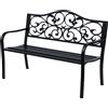 EasyComfort Panchina da Giardino 2 Posti con Schienale Decorato in Ghisa e Metallo, 127x60x89cm, Nero