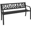 EasyComfort Panchina da Giardino a 2 Posti in Acciaio con Schienale Decorato e Braccioli, 125x50x75cm, Nero