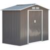 Easycomfort Casetta da Giardino Porta Utensili in Lamiera con Porte Scorrevoli, 213x130x185cm, Grigio