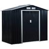 Easycomfort Casetta da Giardino Porta Utensili in Lamiera con Porte Scorrevoli, 213x130x185cm, Grigio Scuro