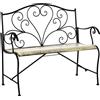 Easycomfort Panchina da Giardino in Ferro, Panca da Esterno in Stile Vintage 2 Posti, 100x 50x88cm, Nero