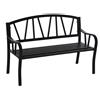 Easycomfort Panchina da Giardino in Metallo Nero Impermeabile, Panca da Esterno in Ferro 2 Posti, 128x56x86cm