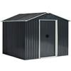 Easycomfort Casetta da Giardino Porta Utensili in Lamiera di Acciaio, Capanno da Giardino in Acciaio con Porte Scorrevoli, 236x174x190cm, Grigio