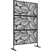 EasyComfort Paravento da Esterno Decorativo in Acciaio Traforato con Design a Foglie, 122x198cm, Nero