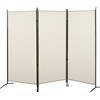 EasyComfort Paravento Separé da Interno a 3 Pannelli Pieghevole in Metallo e Poliestere, 253x50x182cm, Beige
