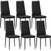 EasyComfort Set di 6 Sedie da Pranzo Moderne con Schienale Alto in Finta Pelle e Acciaio, 41x50x97 cm, Nero