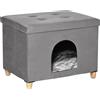 EasyComfort Casetta per Gatti Pouf Poggiapiedi Imbottito con Cuscino Rimovibile e Lavabile, Grigio