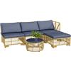 EasyComfort Set Salotto in Rattan da Giardino con Divano Modulabile, Cuscini e Tavolino da Caffè, Grigio
