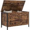 EasyComfort Cassapanca in Legno da 95L Stile Industriale con Coperchio e Cerniera di Sicurezza, 80x40x49cm, Marrone