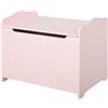 Easycomfort Cassapanca Portagiochi in Legno, Panca Contenitore per Cameretta Coperchio con Pistone Pneumatico, 60x40x48cm, Rosa