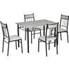 Easycomfort Set Tavolo e Sedie 5pz, Tavolo da Pranzo Rettangolare in Metallo e MDF e 4 Sedie da Pranzo Grigio e Nero