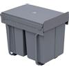 Easycomfort Pattumiera Estraibile con 3 Contenitori per Raccolta Differenziata, Capacità Totale 40L, 48x34.2x41.8cm Grigio