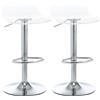 EasyComfort Sgabelli Alti da Bar Moderno con Altezza Regolabile, Set 2 Seduta Girevole e Poggiapiedi, Metallo e Acrilico, Trasparente