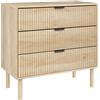 EasyComfort Cassettiera 3 Cassetti in Legno per Camera e Ingresso Stile Nordico, 80x40x77.5 cm, Rovere
