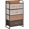 Easycomfort Cassettiera 5 Cassetti Pieghevoli in Tessuto e Ripiano in MDF, Arredamento Soggiorno e Camera, 58x29x99cm, Multicolore