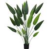 EasyComfort Pianta Artificiale Verde di Uccello del Paradiso da 20 Foglie di 140 cm con Vaso, in PE, PEVA e PP