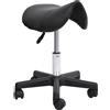 EasyComfort Sgabello Girevole a Sella con Ruote e Altezza Regolabile, Imbottito e Rivestito in Finta Pelle, Nero