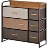 Easycomfort Cassettiera 7 Cassetti Pieghevoli in Tessuto e Ripiano in MDF, Arredamento Soggiorno e Camera, 80x29x78.5cm, Multicolore