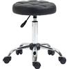 EasyComfort Sgabello Girevole Rotondo con Ruote, Altezza Regolabile e Rivestimento in Finta Pelle, Nero