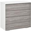 Easycomfort Cassettiera Camera da Letto Moderna 4 Cassetti con Maniglie in Alluminio e Struttura in Legno, 76x35x72cm, Bianco e Grigio