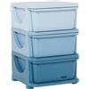 Easycomfort Cassettiera in Plastica Colorata per Cameretta con 3 Cassetti, Arredamento Casa e Asilo 37x37x56.5cm Blu