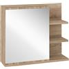 Easycomfort Specchiera Bagno a Parete con Anta e 3 Ripiani Laterali in Legno, 60x18x50cm