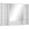 Easycomfort Specchiera Bagno con Mensole Aperte e Armadietto con Anta Specchiata, Mobiletto Bagno Salvaspazio Bianco, 100x15x70cm