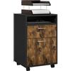 EasyComfort Cassettiera Portadocumenti con Cassetto e Ripiano, 4 Ruote, 40x35x60cm, Marrone e Nero