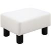 EasyComfort Poggiapiedi Rettangolare Imbottito e Rivestito in Finta Pelle Bianca, per Soggiorno e Ingresso, 40x30x24 cm