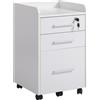EasyComfort Cassettiera Portadocumento da Ufficio Bianca in Legno, 3 Cassetti con Chiavi e 5 Ruote 39.2 x 40 x 65.4cm