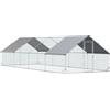 Easycomfort Pollaio da Giardino con Telaio Zincato, Copertura Impermeabile e Rete Esagonale, 3x8x2m, Argento
